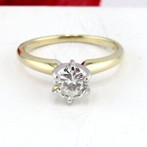 Natural Diamond Solitaire Engagement Ring 14k Yellow Gold Sz  4.75 Genuine Real